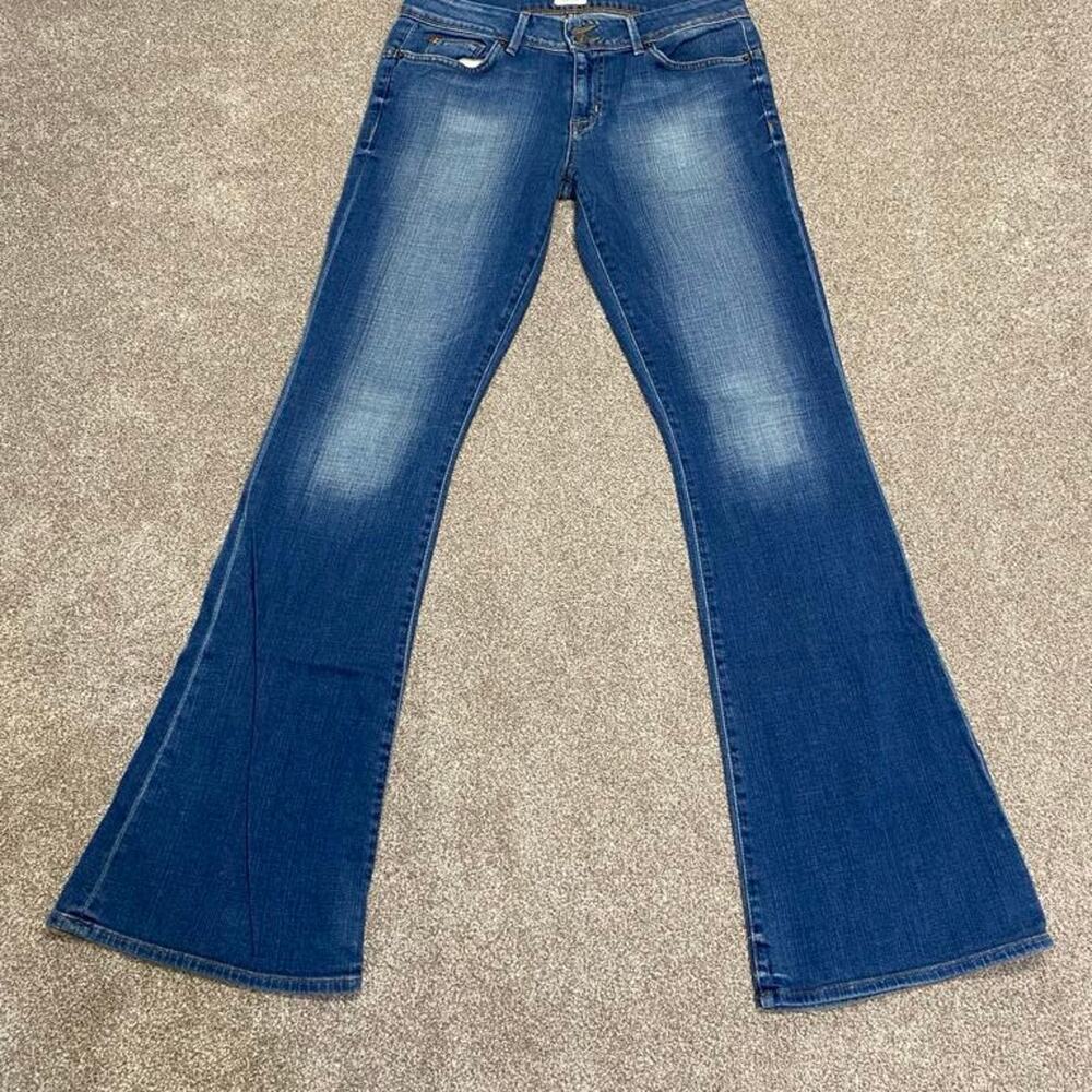 Y2K Hudson Jeans Flare Jeans women’s sz 29 Whisker USA made dark wash blue